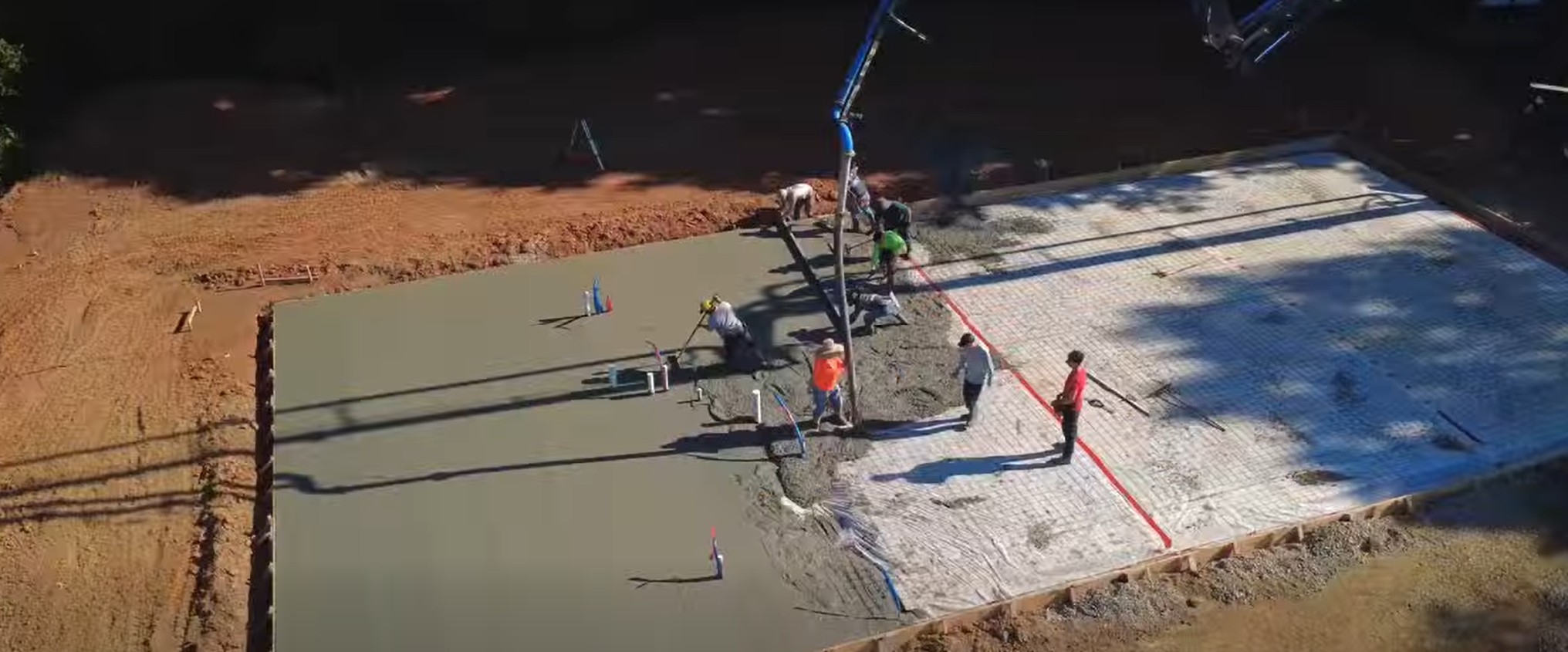 Mascot barndominium concrete pour progress